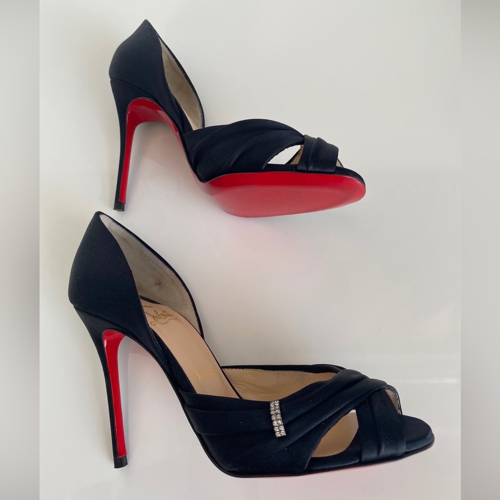 Christian Louboutin Black Satin Tres Ophrah 100 Stiletto Heels Pumps size 36 - Picture 17 of 17
